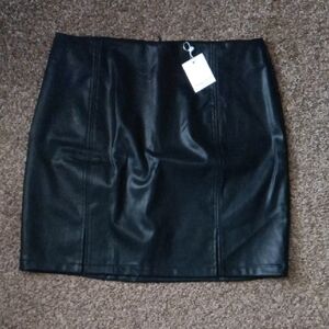 Mango Black Mini Leather Skirt